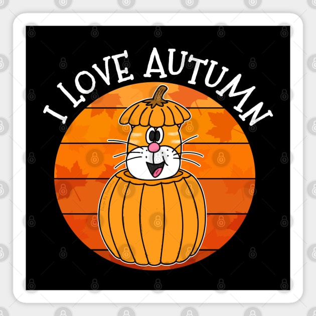 I Love Autumn Cat Pumpkin Fall Thanksgiving Magnet by doodlerob